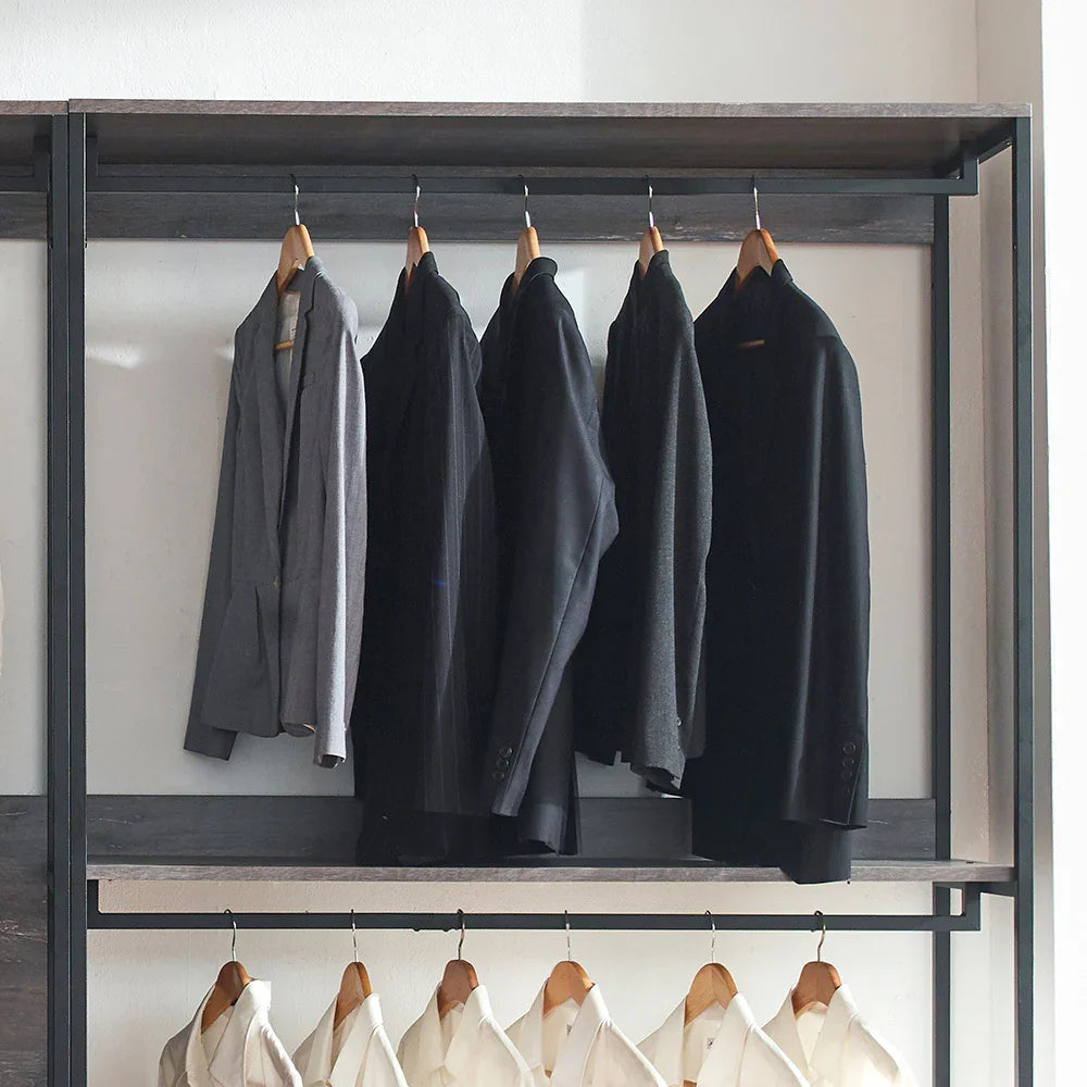 Closet System Industrial Metal Frame With Wood Panels Brown - Furniture Home Direct