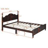 Platform Bed Queen Size With Slat Support Dark Walnut - Furniture Home Direct