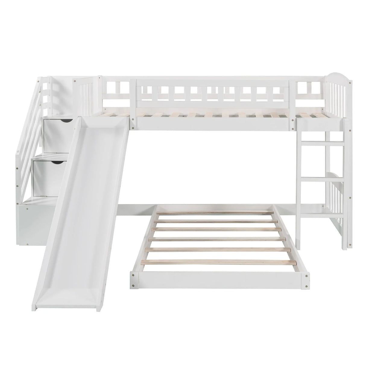 Twin Over Twin Stairway Bunk Bed With Two Drawers And Slide - Furniture Home Direct