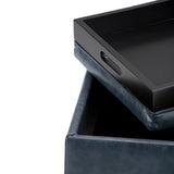 Rockwood - Upholstered Cube Storage Ottoman With Tray - Furniture Home Direct