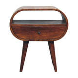 Large Chestnut Circular Bedside - Furniture Home Direct