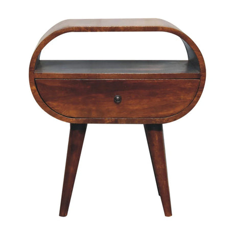 Large Chestnut Circular Bedside - Furniture Home Direct
