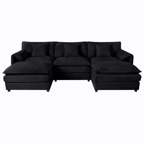 Modern Comfy Deep Seat Modular Sectional Sofa Cloud Couch With Ottoman - Furniture Home Direct