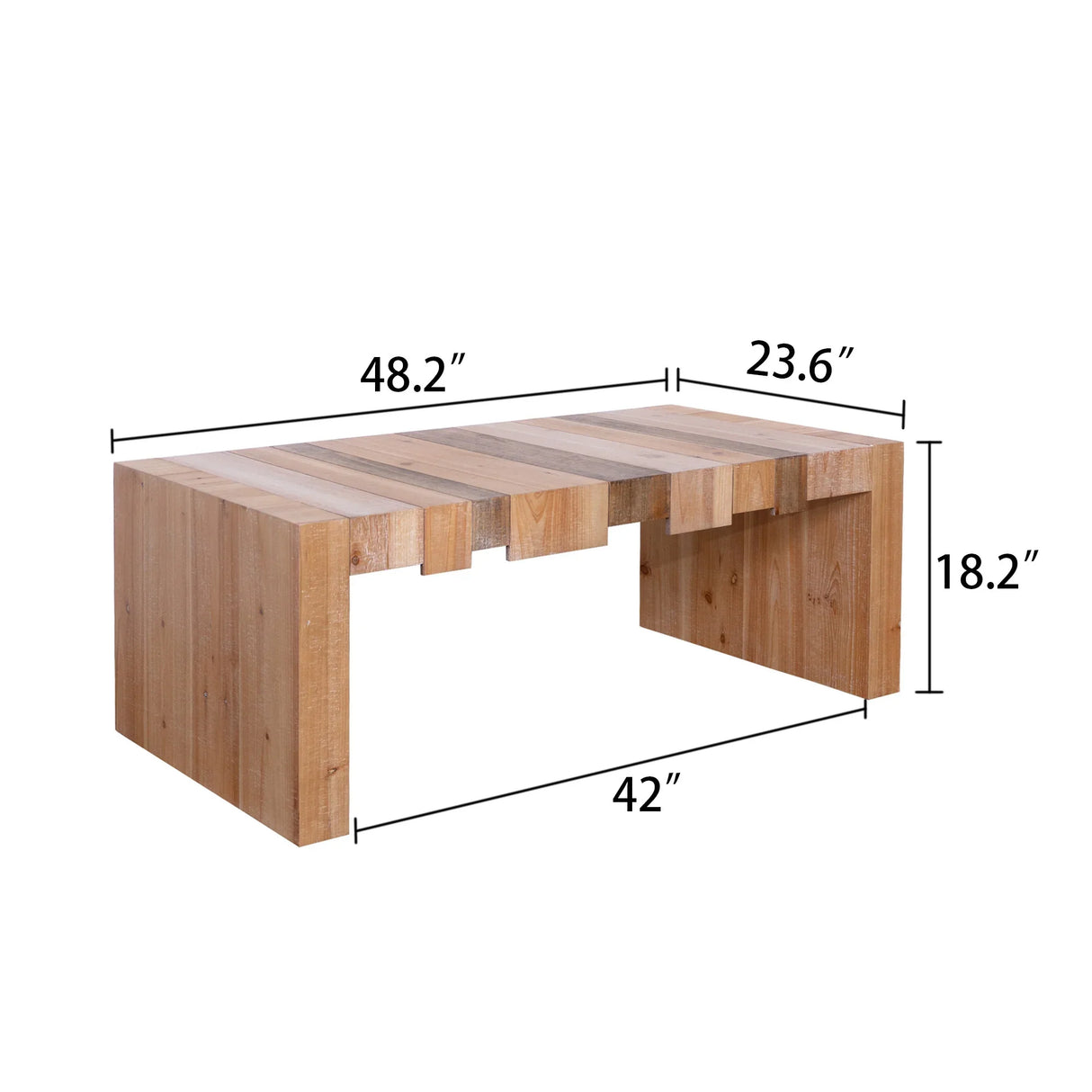 Coffee Table Rustic Slat Design Engineered Wood Multicolor - Furniture Home Direct