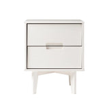 Mid-Century Modern 2 Drawer Solid Wood Nighstand With Cutout Handles - Furniture Home Direct