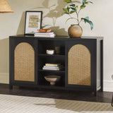 Transitional 2 Door Sideboard With Arched Rattan Panels - Furniture Home Direct