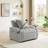 Convertible Velvet 3 In 1 Sofa Bed With Adjustable Sleeper Chair And Multi Pockets - Furniture Home Direct