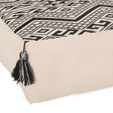 Kiki - Rectangular Pouf Ottoman Floor Cushion Natural - Black - Furniture Home Direct