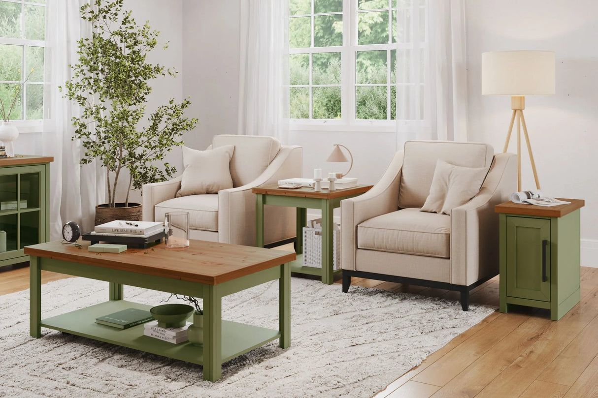 Vineyard - Coffee Table - Sage Green And Fruitwood - Furniture Home Direct
