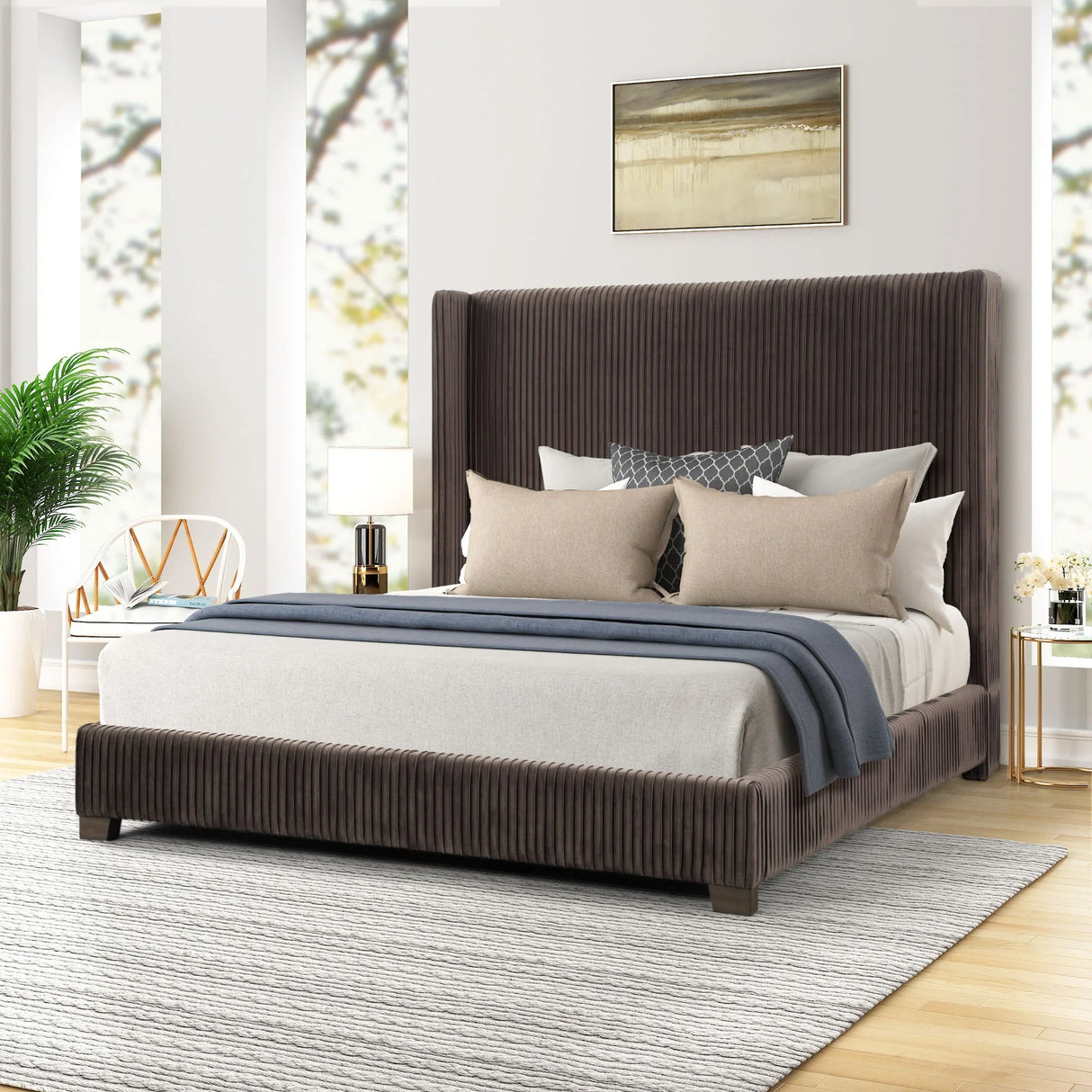 Upholstered Bed, Space-Saving Design - Furniture Home Direct