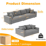 Plush Corduroy 4 Seat Sofa, Modern Comfy Upholstered Sofa Cloud Couch, Deep Seat Couches With Soft Pillows - Furniture Home Direct