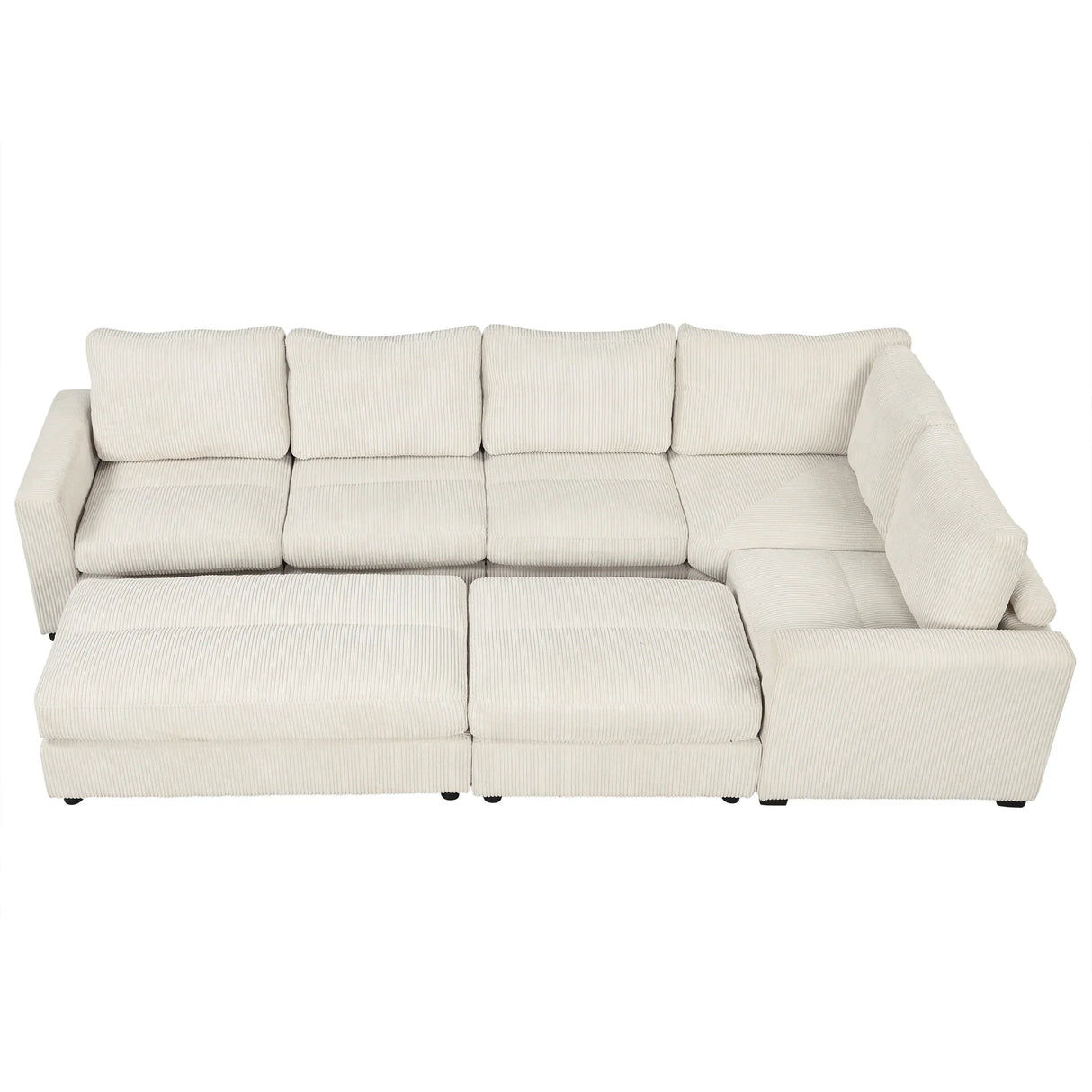 121.3" Modular Sleeper Sectional - Beige - Furniture Home Direct