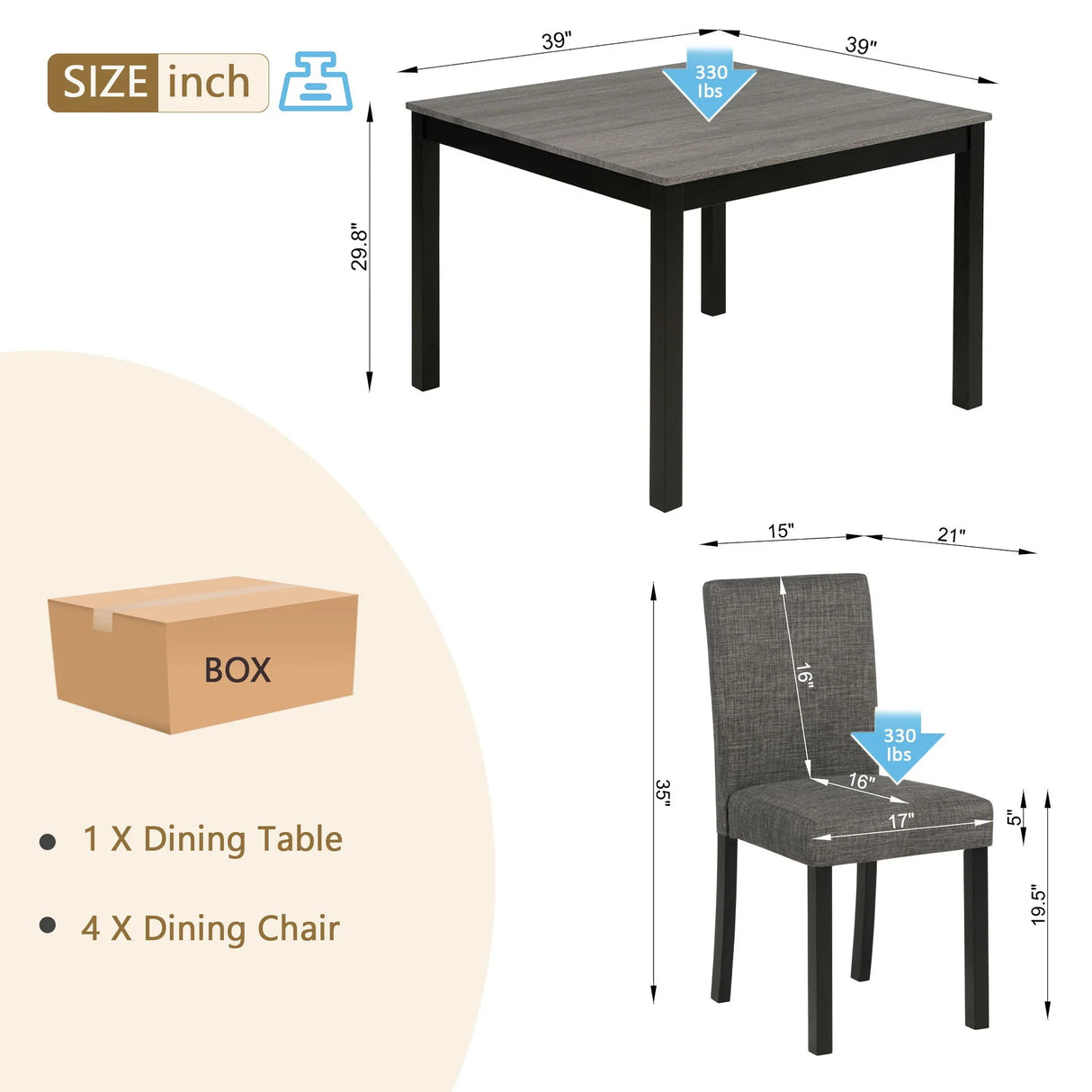 Modern Dining Table Set With Upholstered Chairs For Dining Room - Furniture Home Direct