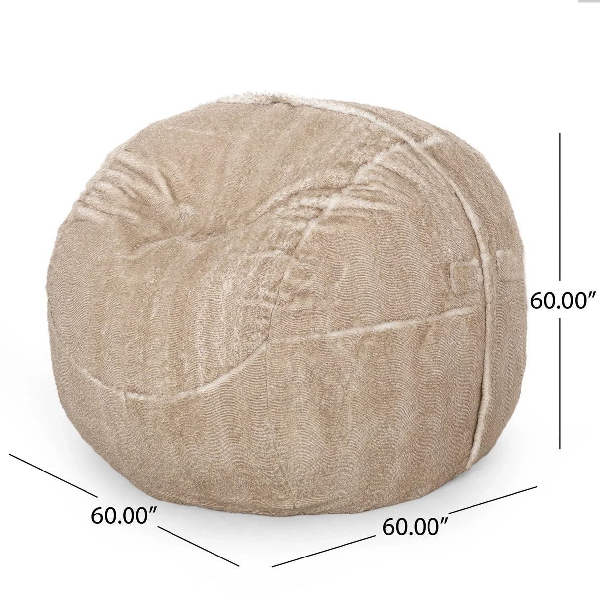 Vida - Modern 5 Foot Rounded Bean Bag - Snow White / Beige - Furniture Home Direct