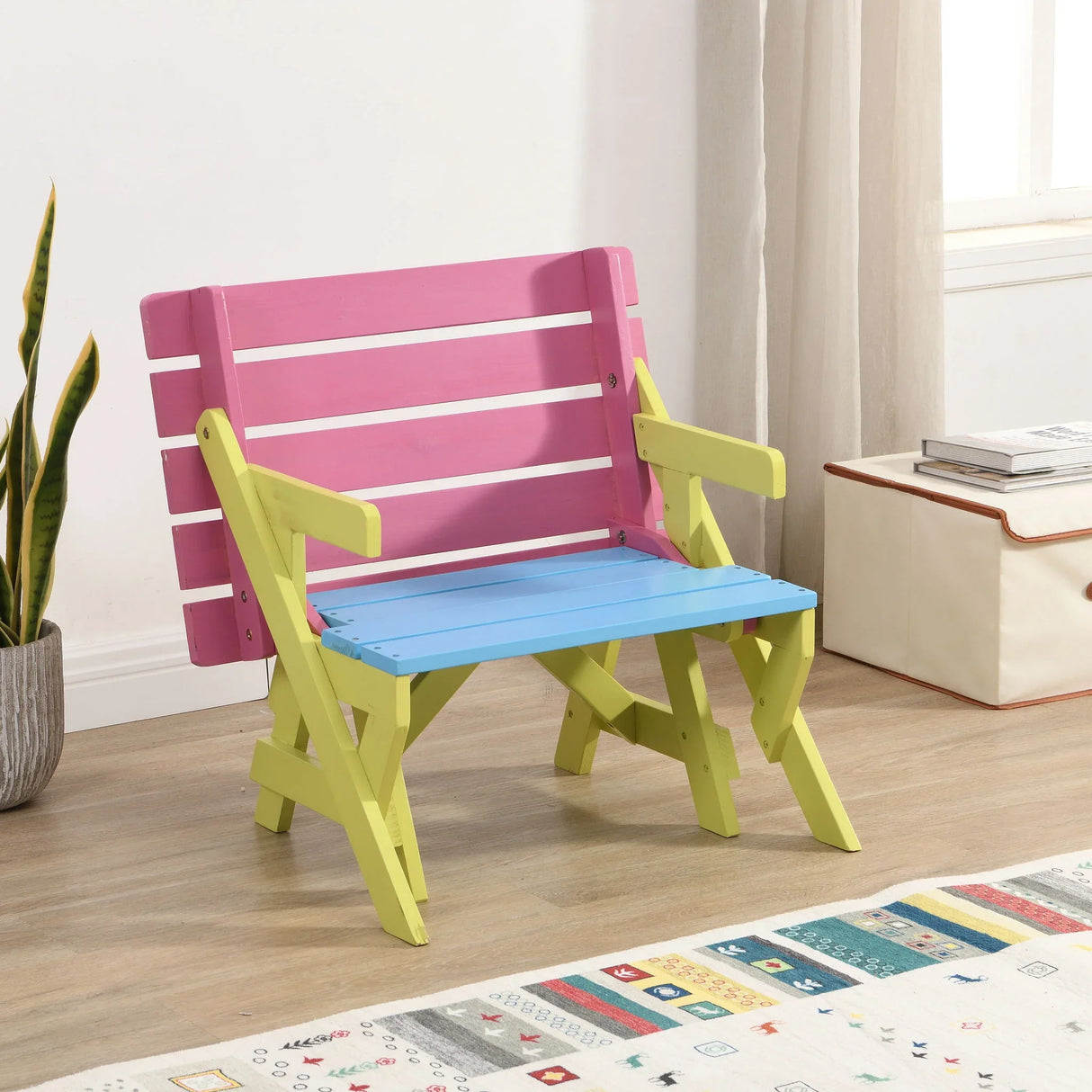 Kids Multi-Functional Arm Chair, Table With 2 Benches All-In-One Set - Furniture Home Direct