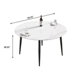 Modern Man-Made Stone Round Metal Dining Table-Position For 6 People - Furniture Home Direct