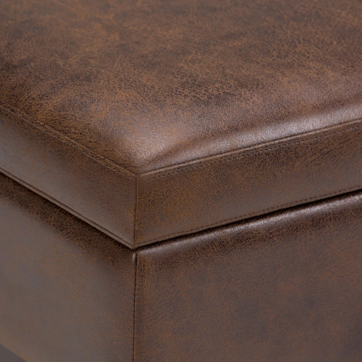 Owen - Square Coffee Table Storage Ottoman - Distressed Chestnut Brown - Furniture Home Direct