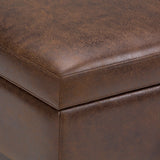 Owen - Square Coffee Table Storage Ottoman - Distressed Chestnut Brown - Furniture Home Direct