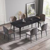 70.87" Modern Artificial Stone Curved Metal Leg Dining Table, Can Accommodate 6-8 People - Furniture Home Direct