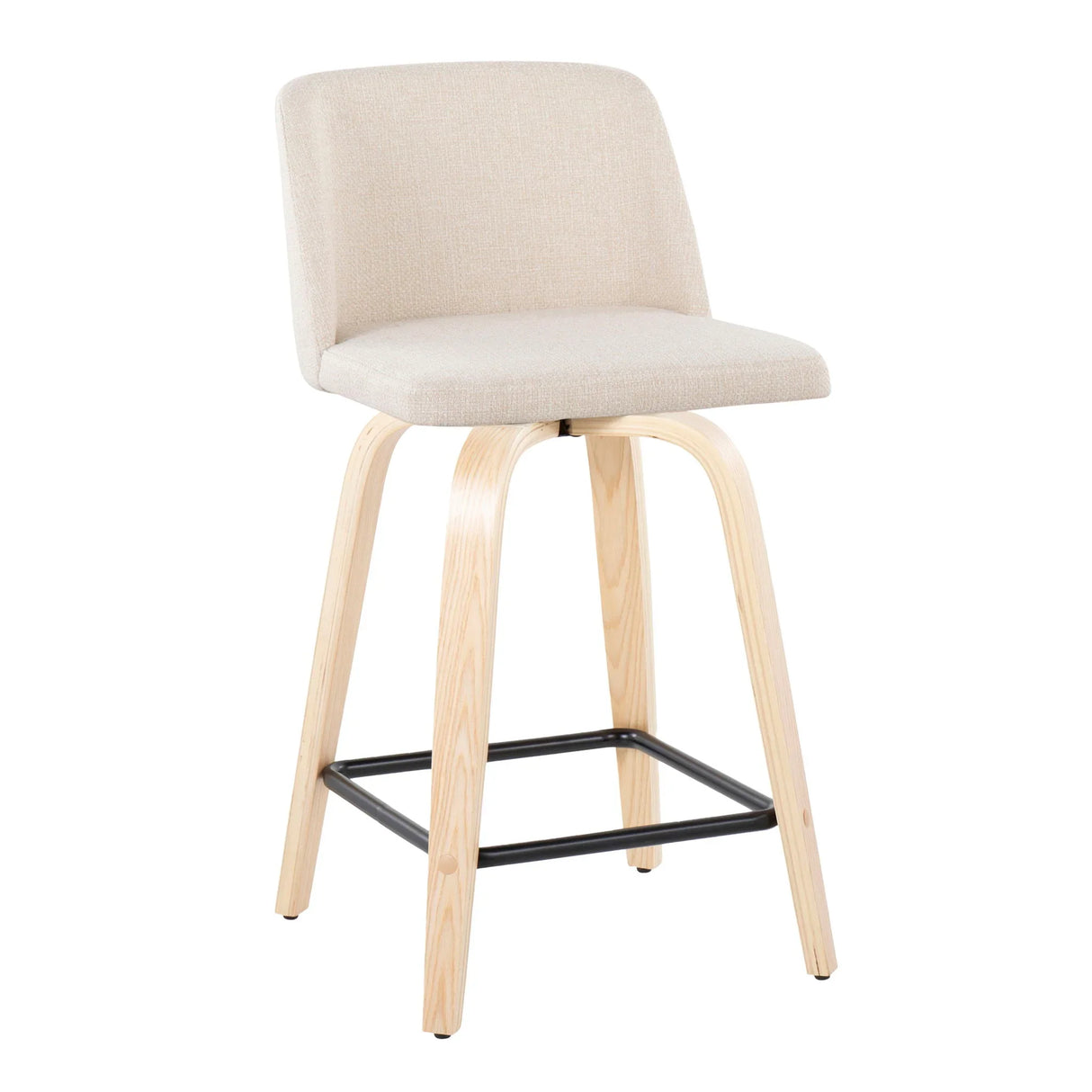 Toriano - Contemporary Modern Design Fixed Height Counter Stool With Swivel With Square Footrest (Set of 2) - Furniture Home Direct