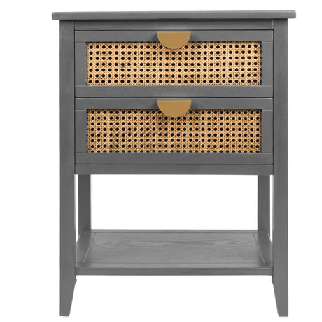 2 Drawer Side Table, Natural Rattan - Furniture Home Direct