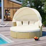 Outdoor Daybed With Retractable Canopy Cushions Beige - Furniture Home Direct