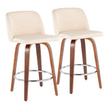 Toriano - Mid-Century Modern Fixed Height Counter Stool With Round Footrest (Set of 2) - Furniture Home Direct