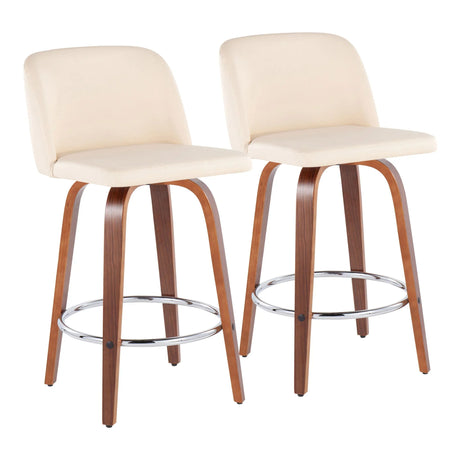 Toriano - Mid-Century Modern Fixed Height Counter Stool With Round Footrest (Set of 2) - Furniture Home Direct