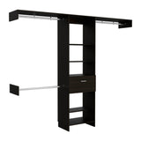 Closet System With Rods And Drawer Wall Mounted Black - Furniture Home Direct