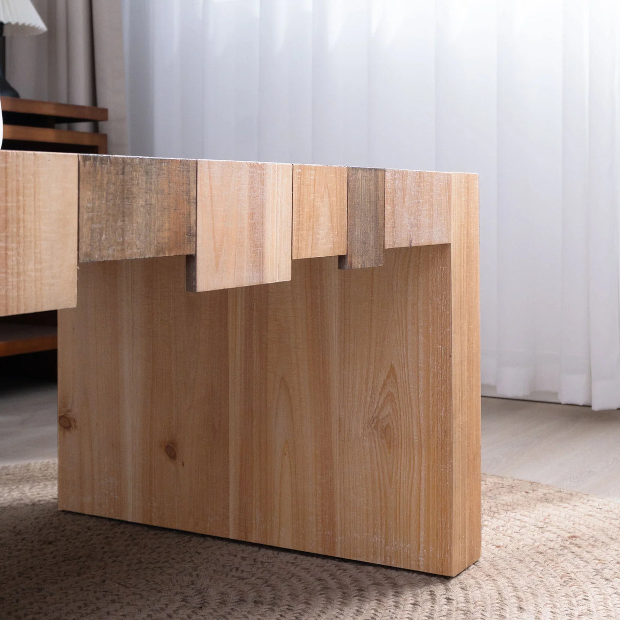 Coffee Table Rustic Slat Design Engineered Wood Multicolor - Furniture Home Direct