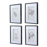 Botanical Wall Art Prints, Home Decor For Living Room Dining Room, Bedroom, Hallway (Set of 4) - White / Black - Furniture Home Direct