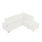 Pull-Out L-Shaped Sectional Sofa With Movable Ottoman And Stool, Large Storage Space, A Cup Holder, And 2 USB Ports For Living Room - Furniture Home Direct
