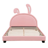 Upholstered Leather Platform Bed With Rabbit Ornament - Furniture Home Direct