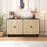 Elegant And Functional 4 Door Rattan Decorative Storage Cabinet - Furniture Home Direct