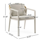 Outdoor Dining Set Acacia Wood Table With 6 Rattan Iron Chairs - Black / Natural / Gray