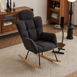 Contemporary Teddy Fabric Upholstered Nursery Rocking Glider Chair With High Backrest And Pillow - Furniture Home Direct