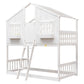 House Bunk Bed With Roof, Window, Window Box, Door, With Safety Guardrails And Ladder - Furniture Home Direct