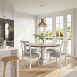 Tannen - Round 5 Piece Dining Table (Set of 5) - White And Gray - Furniture Home Direct