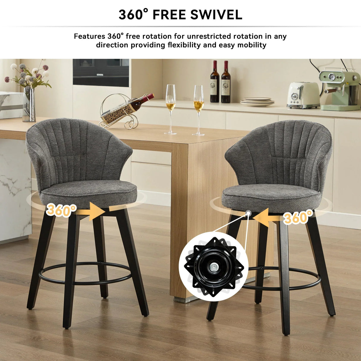 Wing Back Swivel Bar Stools (Set of 2) - Furniture Home Direct