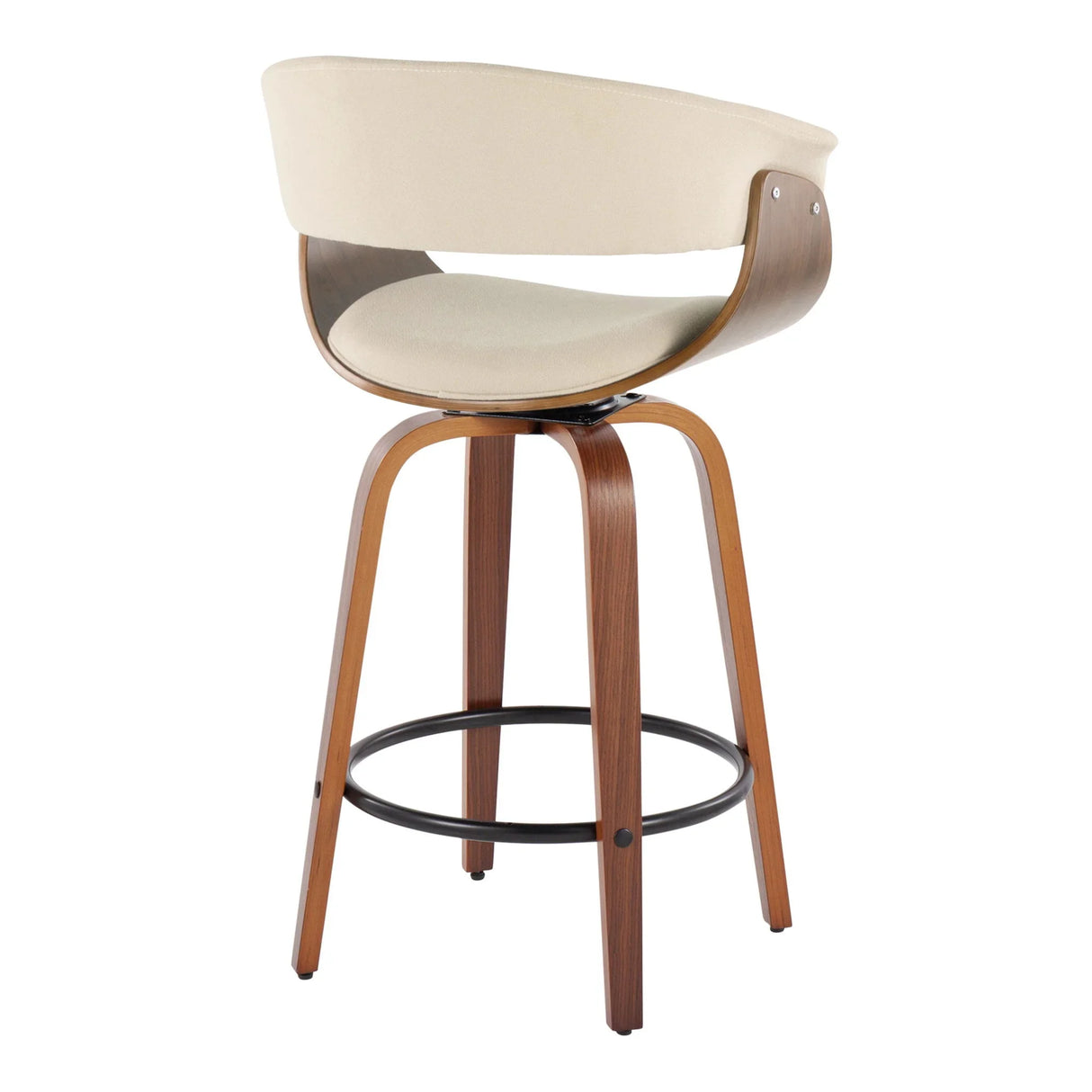 Vintage Mod - Mid Century Modern Fixed Height Counter Stool & Swivel With Round Footrest (Set of 2) - Furniture Home Direct