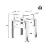Modern Tempered Glass Tea Table, End Square Table For Living Room - Furniture Home Direct