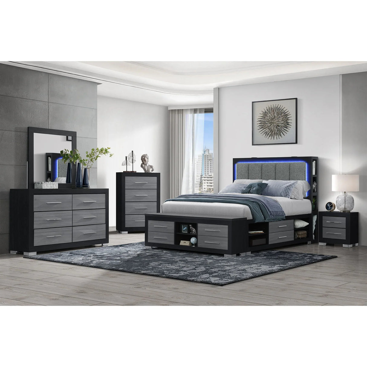 Messa - Bed With Storage Features And LED Lighting - Furniture Home Direct