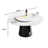 Modern Artificial Stone Round Carbon Steel Base Dining Table, Can Accommodate 6 People, Black Artificial Stone Turntable - Furniture Home Direct