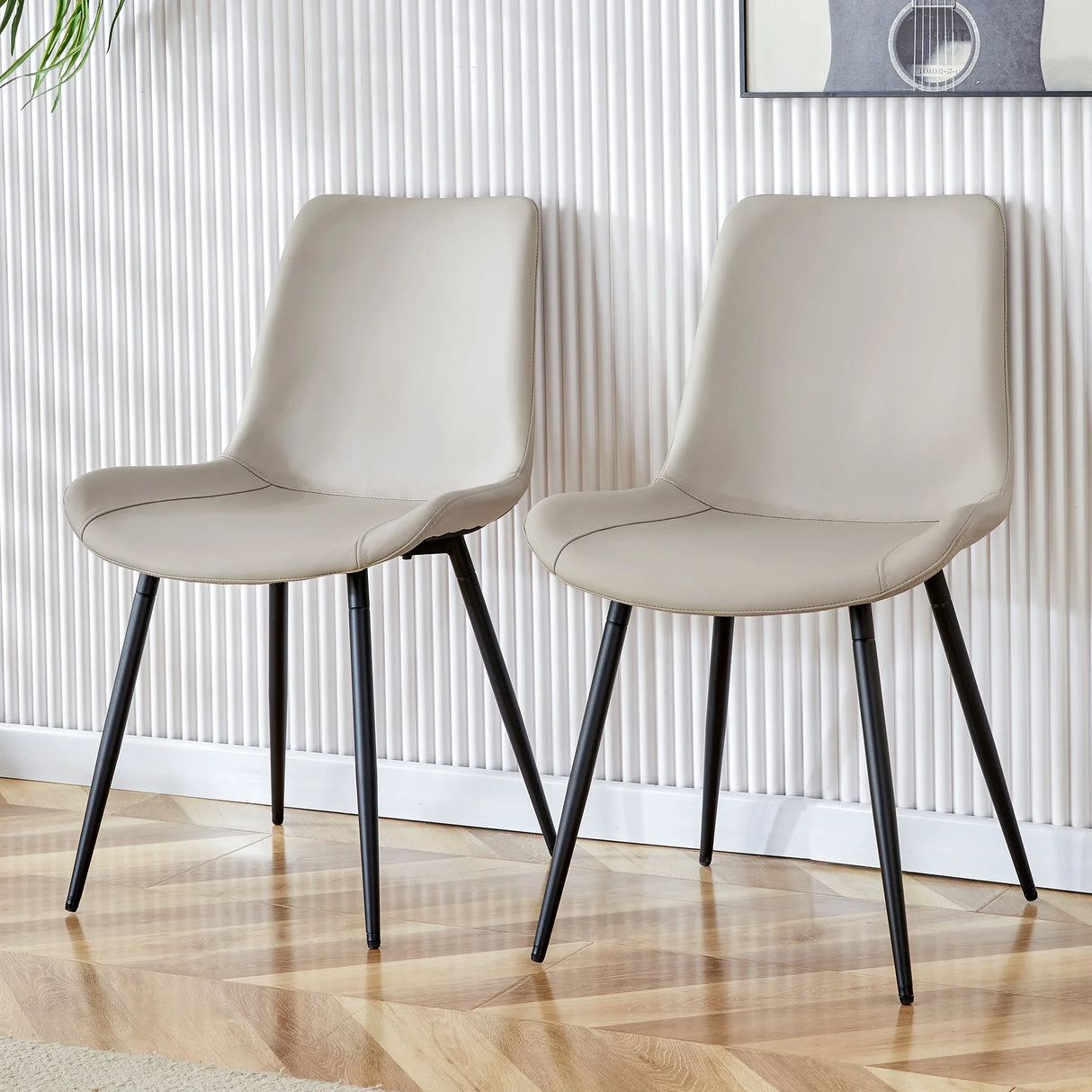 Dining Chairs Faux Leather Set Of 6 Modern Light Gray - Furniture Home Direct