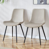 Dining Chairs Faux Leather Set Of 6 Modern Light Gray - Furniture Home Direct