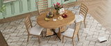 Dining Set Round Wood Table With Ladder Back Chairs Natural - Furniture Home Direct