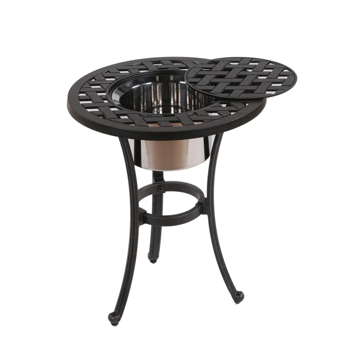 21" Cast Aluminum Round Table With Ice Bucket - Furniture Home Direct