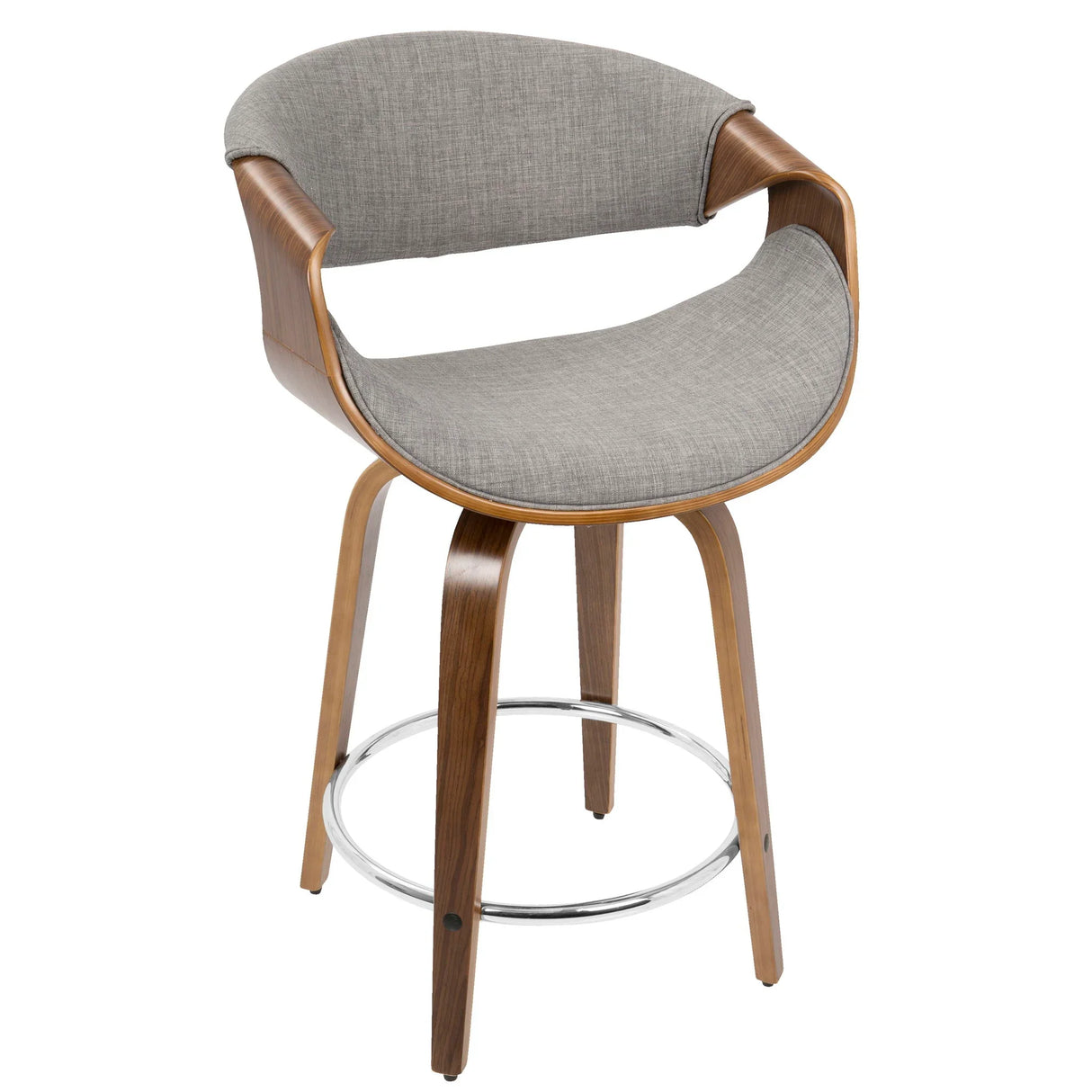 Curvini - Mid-Century Modern Fixed Height Counter Stool With Swivel (Set of 2) - Gray - Furniture Home Direct