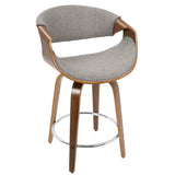 Curvini - Mid-Century Modern Fixed Height Counter Stool With Swivel (Set of 2) - Gray - Furniture Home Direct