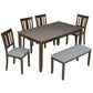 6 Pieces Kitchen Dining Set, Rectangular Wooden Dining Table With 4 Upholstered Chairs And A Bench - Furniture Home Direct